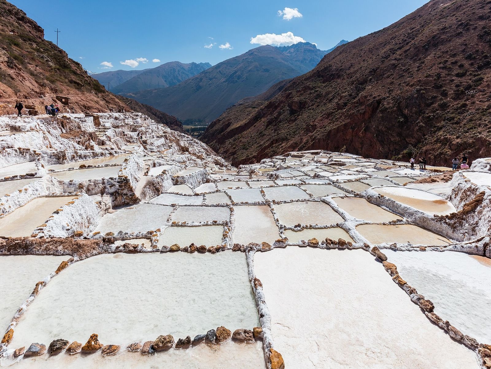 Salt ponds in Maras below the mountains of the Sacred Valley